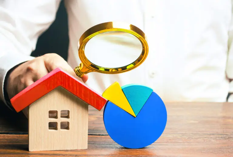 A man evaluates the structure of expenses for maintaining a house and household needs. Family budget, planning finances. Energy saving efficiency, cost reduction. Statistics and data